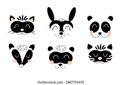 Minimalism style. Black and white animals. Vector stock illustration for banner