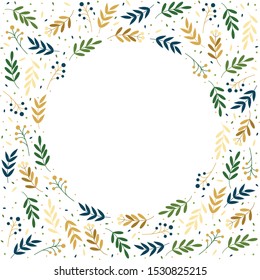 
Minimalism style postcard for your design in muted colors. Autumn frame for backgrounds of banners and cards with the image of leaves.