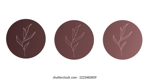Minimalism stylish outline leaves flowers, trees, branches. Modern design. Perfect for tatoo, postcard, invitation, everything. Vector illustration. 