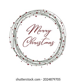 Minimalism stylized Christmas wreath. Vector illustration.