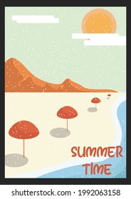 minimalism Summertime beach with earthly colors poster