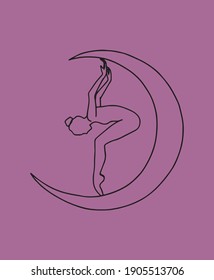 
minimalismo. vector. ballet. chica y luna. bailarina. gimnasia