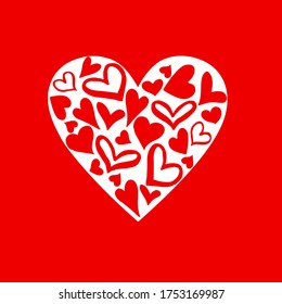 Tarjeta de vector minimalista te amo. Diseño de San Valentín con corazones. Imagen romántica para tarjeta, pancarta, post.