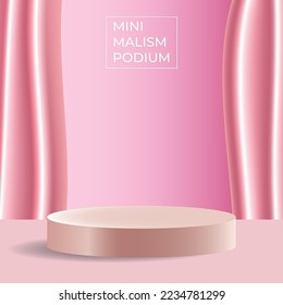 Minimalism vector podium with fabric background for beauty product