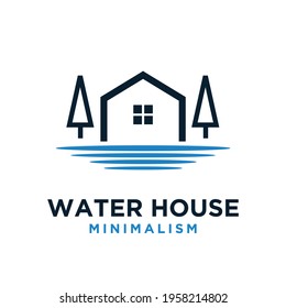 minimalism water house vector logo