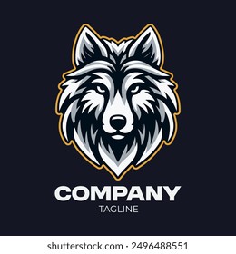 Minimalism Wolf Logo Design Template 