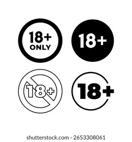 Minimalist 18 Plus Icon Label for Adult Warning Use