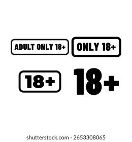 Minimalist 18 Plus Icon Label for Adult Warning Use