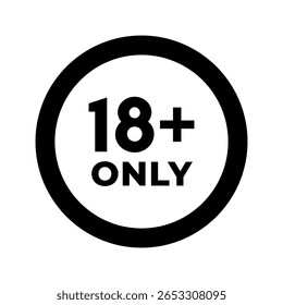 Iconos de etiqueta minimalistas 18 Plus para restricción de Edad