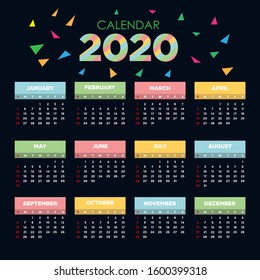 minimalist 2020 calendar template set flat designs vector.