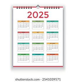 minimalist 2025 calendar template with editable vector design for easy customization