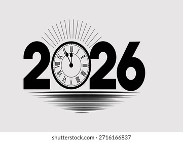 Minimalist 2026 New Year countdown clock graphic marking the exciting beginning of a fresh year celebration