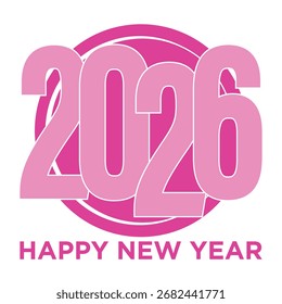 Minimalista 2026 Año Nuevo Vector con Círculo Rosa Limpio y Tipografía Audaz