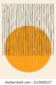 Minimalist 20s Bauhaus Style Abstract Compositions. Hand Painted Mid-Century Geometrical Wall Decoration. Vector illustration