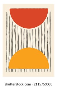 Minimalist 20s Bauhaus Style Abstract Compositions. Hand Painted Mid-Century Geometrical Wall Decoration. Vector illustration
