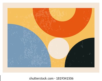 Minimalist 20s geometric abstract background design, vector template with primitive shapes elements, modern hipster style