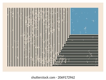 Diseño de fondo abstracto geométrico minimalista de los años 20, formas primitivas vectoriales