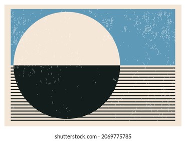 Minimalist 20s geometric abstract background design, vector primitive shapes