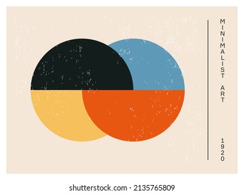 Minimalist 20s geometric abstract background design, vector primitive shapes