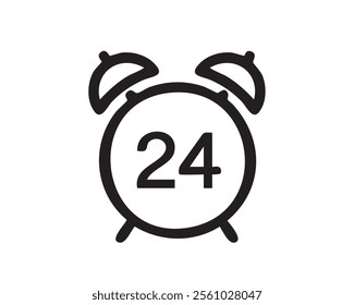 Minimalist 24-Hour Clock Icon - Time, Schedule, and Always Available Symbol