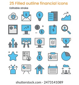 Minimalist 25 filled outline Financial Icons