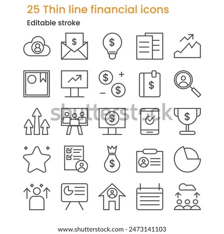 Minimalist 25 Thin Line Financial Icons