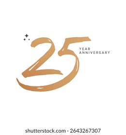 Minimalist 25th anniversary logo with a hand-painted brushstroke style number. Ideal for ceremony 25 years of success, business milestones, or elegant invitations. 25th year anniversary, greeting