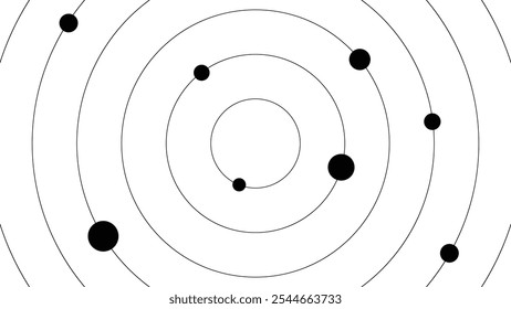 Fundo 2D minimalista com círculos concêntricos inspirados pelo sistema solar e definido em um fundo branco Ideal para papéis de parede de estilo plano moderno e desenhos criativos
