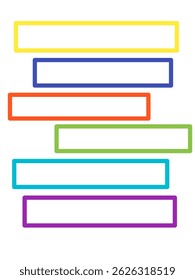 Minimalist 2D design of five rounded horizontal lines in colorful gradient tones on white background