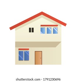 Minimalist 2nd floor house icon. House building vector illustration. Flat home concept design