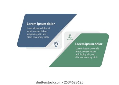 Infografía minimalista de la línea de tiempo de 2 pasos: Plantilla del viaje de negocios con Elementos de Vector optimizados para una comunicación de datos clara y efectiva.