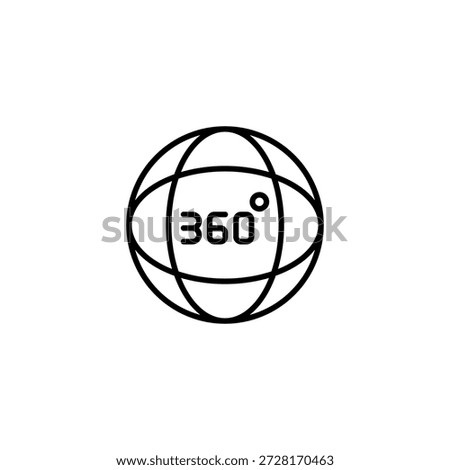 Minimalist 360 Degree Globe Icon Outline Symbol Representing Virtual Reality