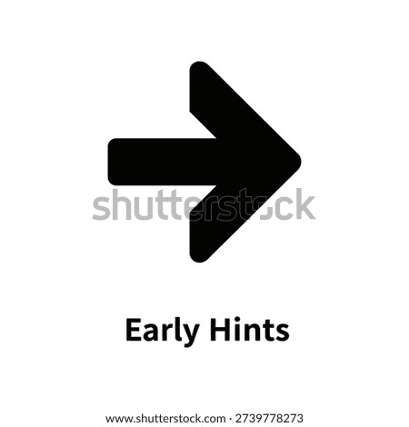 Minimalist 3D black arrow symbolizing early hints and forward direction on clean white background, ideal for business, growth, and future concepts.