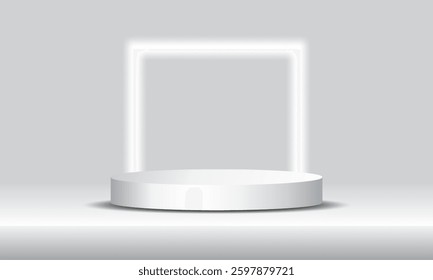 Minimalist 3D Cylinder Podium with Background for Product Display and Branding