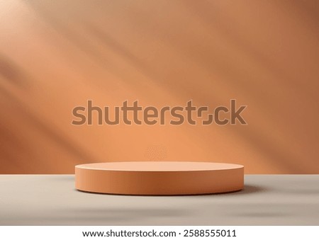 minimalist 3d cylindrical platform in peach tones bathed in soft light, perfect for product mockups, showroom displays, or modern design projects, evoking a serene and elegant ambiance