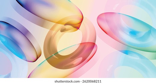 Fondo minimalista de superposición de gradiente de glassmorphism 3D, Formas de círculo geométrico, diseño de Anuncio de efecto de vidrio Abstractas para folleto, portada, póster, Sitio web, encabezado, ‍ de redes sociales y diseño de UI UX