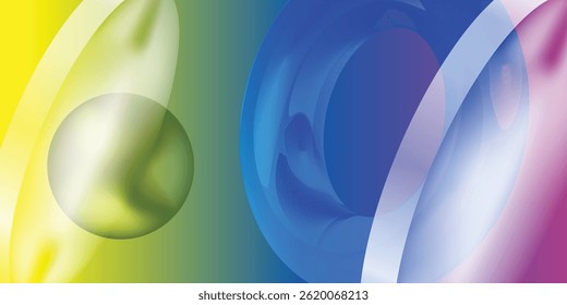 Fondo minimalista de superposición de gradiente de glassmorphism 3D, Formas de círculo geométrico, diseño de Anuncio de efecto de vidrio Abstractas para folleto, portada, póster, Sitio web, encabezado, ‍ de redes sociales y diseño de UI UX