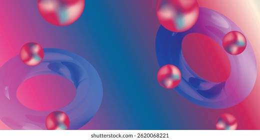 Fundo minimalista de sobreposição de gradiente de glassmorfismo 3D, formas de círculo geométricas, efeito de vidro abstrato Design de banner para folheto, capa, cartaz, site, cabeçalho, ‍ de mídia social e design de interface do usuário