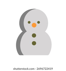 Minimalist 3D illustration of a snowman with soft shadows, isolated on a white background.