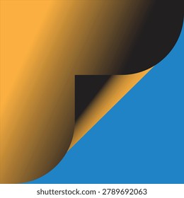 Minimalist 3D Paper Cut Peeling Corner with Gold Gradient and Blue Background