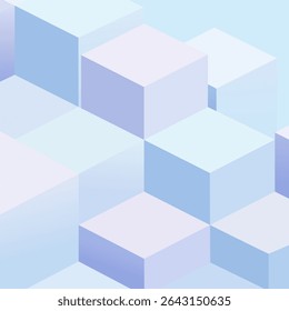 Minimalistischer 3D-Pastellwürfel-Hintergrund - abstraktes geometrisches Design in sanften Blau- und Lilatönen, perfekt für digitale Projekte