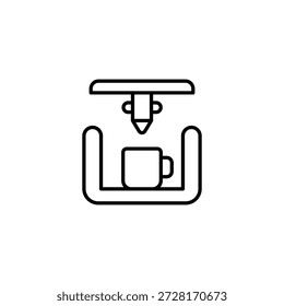 Minimalist 3D Printing Machine Icon Creating A Coffee Mug Outline Art