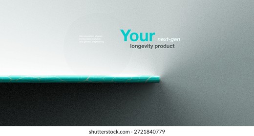 Minimalistischer 3D-Produktregalhintergrund mit Text Ihr Langlebigkeitsprodukt der nächsten Generation für medizinische oder kosmetische Verpackungs-Mockup. Abstrakte Bühne für Markendarstellung mit Kopienraum-Vektor reinigen.