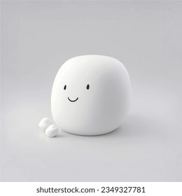 A minimalist 3D render of a squishy soft pop white marshmallow