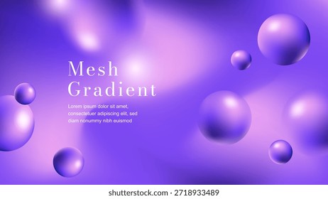 Renderizado 3D minimalista de orbes violetas sobre un fondo de gradiente de malla fluida suave. Diseño cromático de Profesional para Anuncios tecnológicos, UI y UX, y carteles creativos.