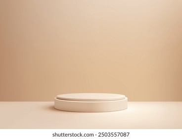 Minimalist 3D Scene Featuring Beige Circular Podium on a Matching Background, Ideal for Product Display, Mockup, and Stylish Showcase