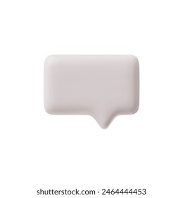 Minimalist 3D speech bubble icon. Vector illustration of a simple, clean white speech bubble, ideal for digital interfaces, chat applications, and graphic design elements.
