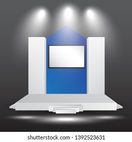 minimalist 3d stage performance presentation exhibition with blank LED backdrop screen and space for your image. 