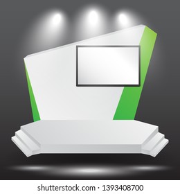 minimalist 3d stage performance presentation exhibition with blank LED backdrop screen and space for your image. 