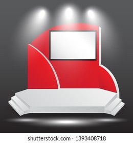 minimalist 3d stage performance presentation exhibition with blank LED backdrop screen and space for your image. 